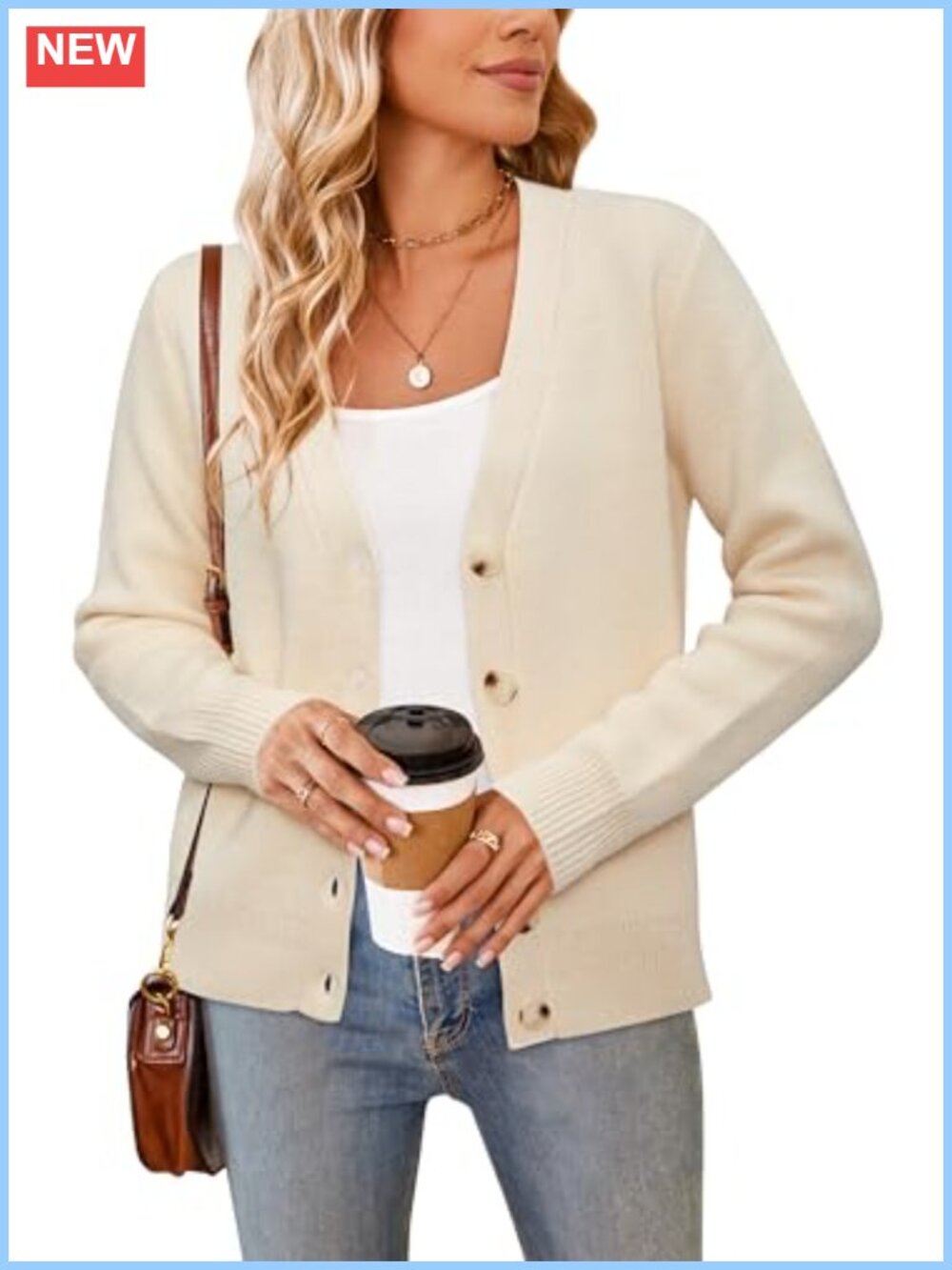Womens Button Down Cardigan Sweater Long Sleeve Ribbed Knit Lambswool